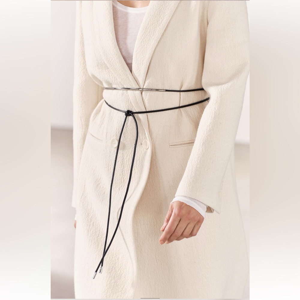 Zara Minimalist Wool Blend Textured Coat Ecru Cream ZW Collection size M NWT - Picture 11 of 16
